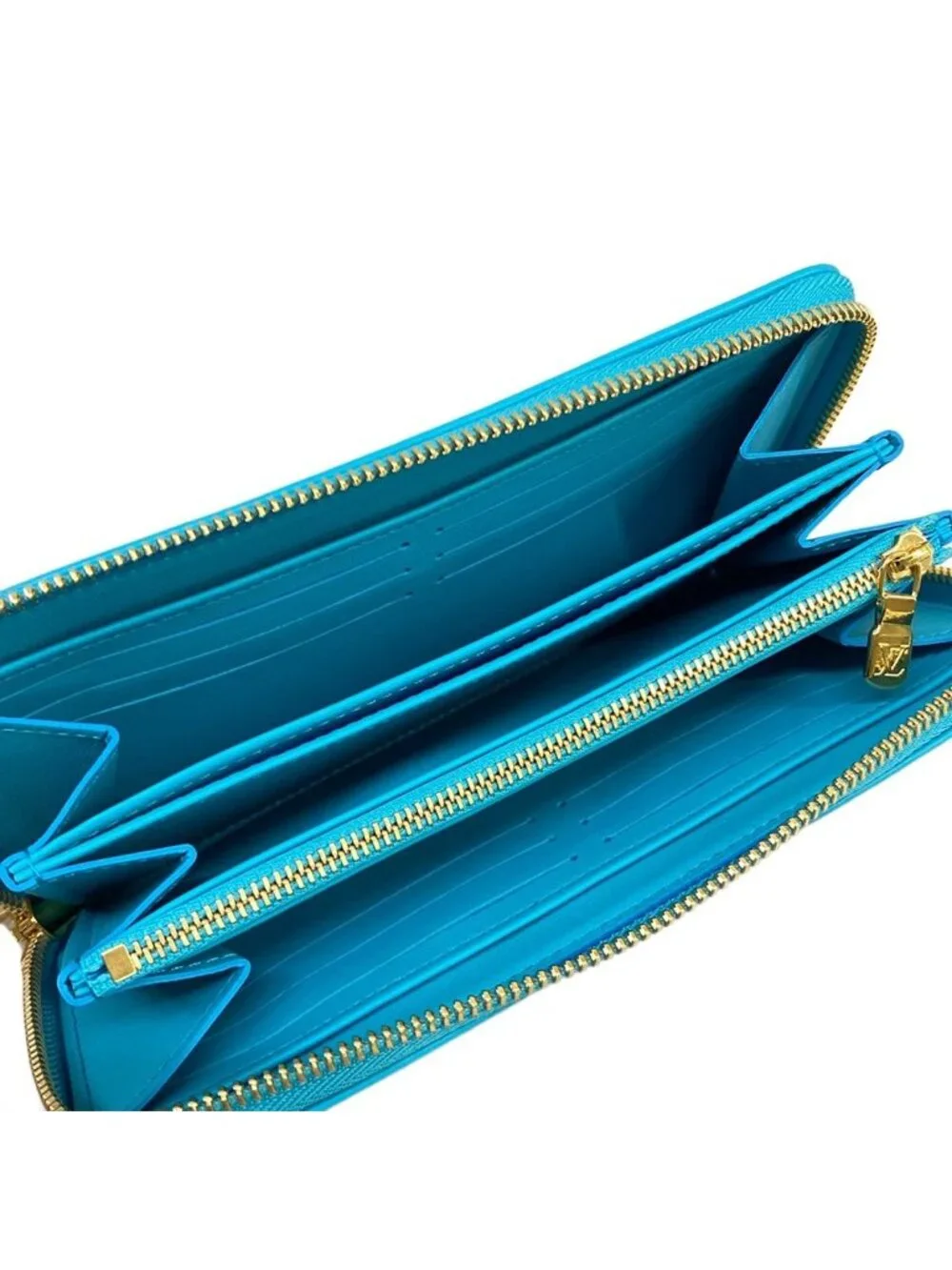 Louis Vuitton Wallet Cousin Zippy Turquoise Leather